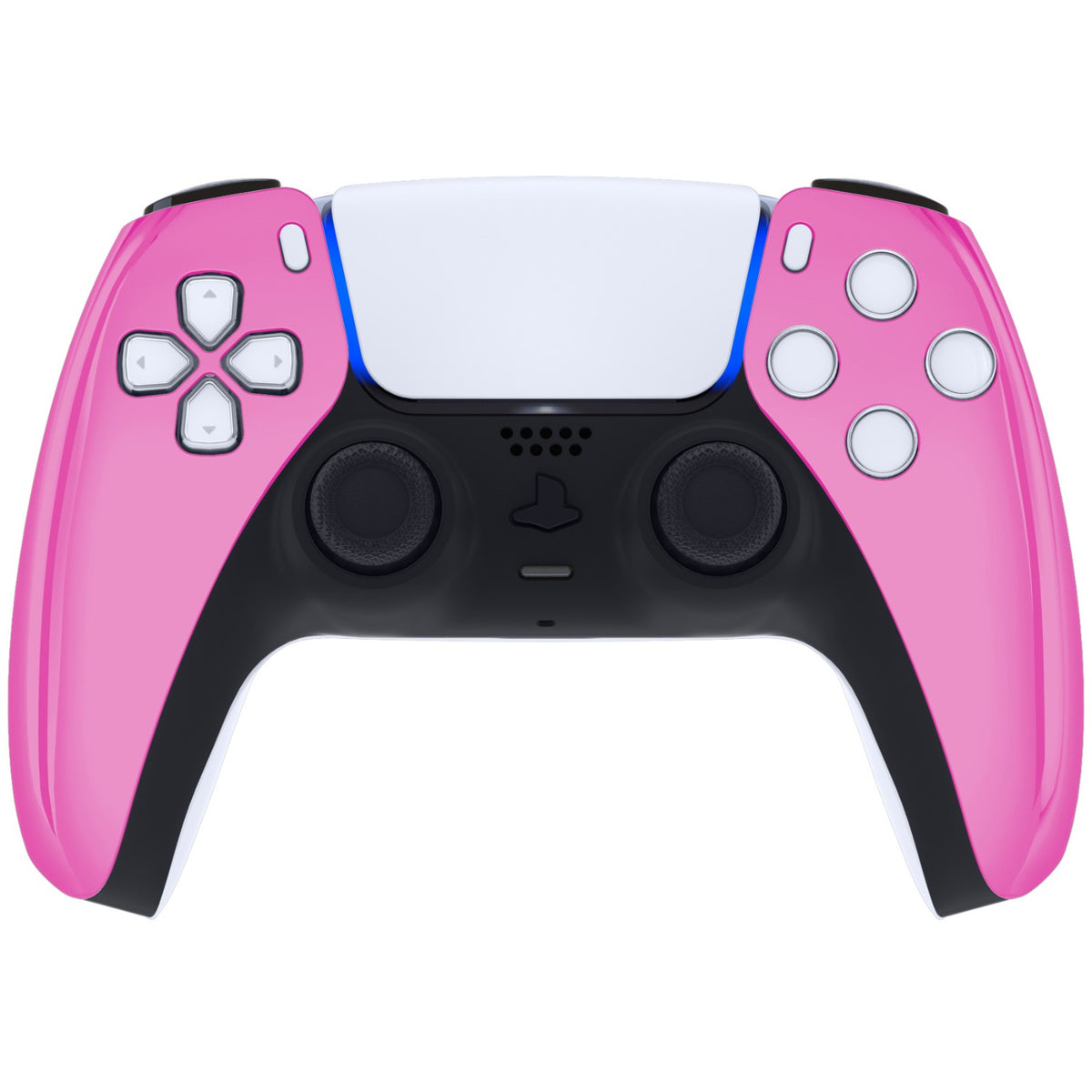 eXtremeRate Replacement Front Housing Shell Compatible with PS5 Controller BDM-010/020/030/040/050 - Chrome Pink Glossy