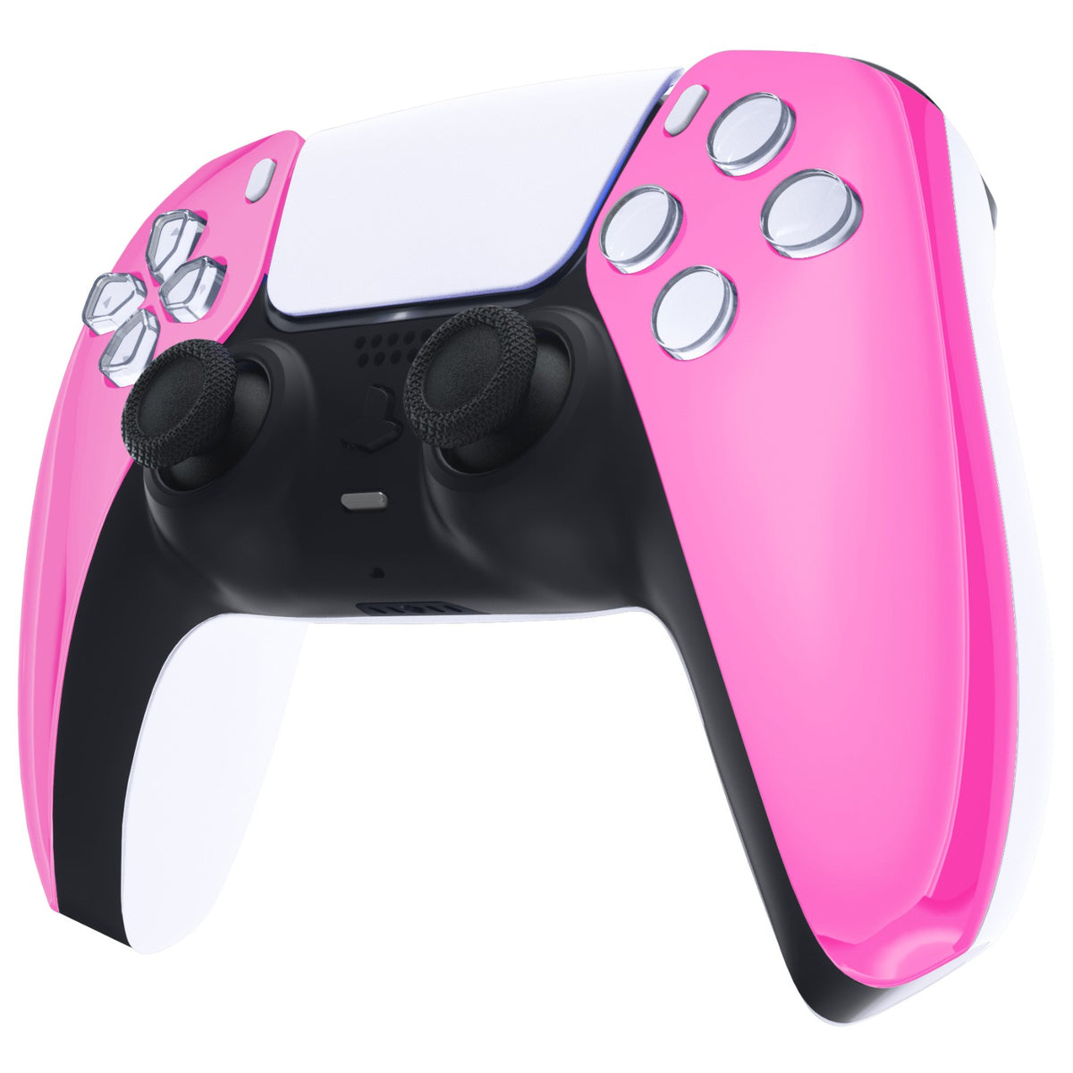 eXtremeRate Replacement Front Housing Shell Compatible with PS5 Controller BDM-010/020/030/040/050 - Chrome Pink Glossy