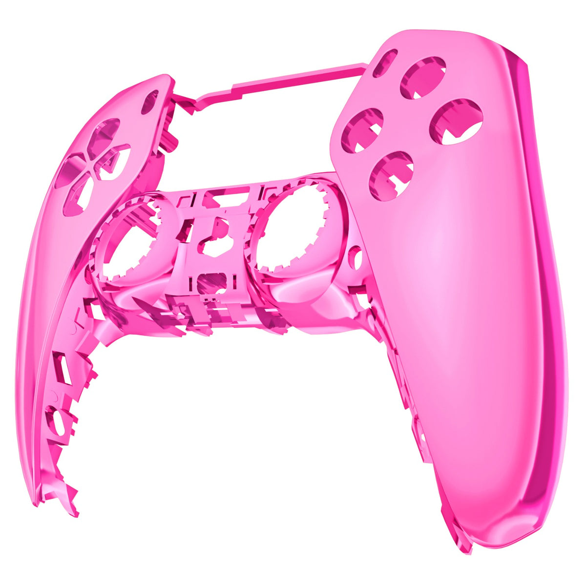eXtremeRate Replacement Front Housing Shell Compatible with PS5 Controller BDM-010/020/030/040/050 - Chrome Pink Glossy