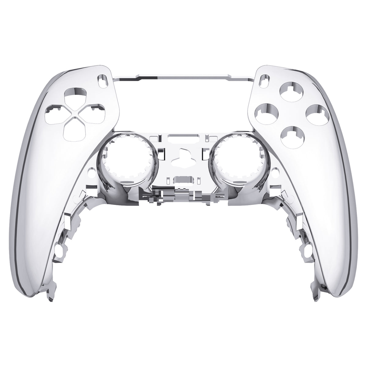 eXtremeRate Replacement Front Housing Shell Compatible with PS5 Controller BDM-010/020/030/040/050 - Chrome Silver Glossy