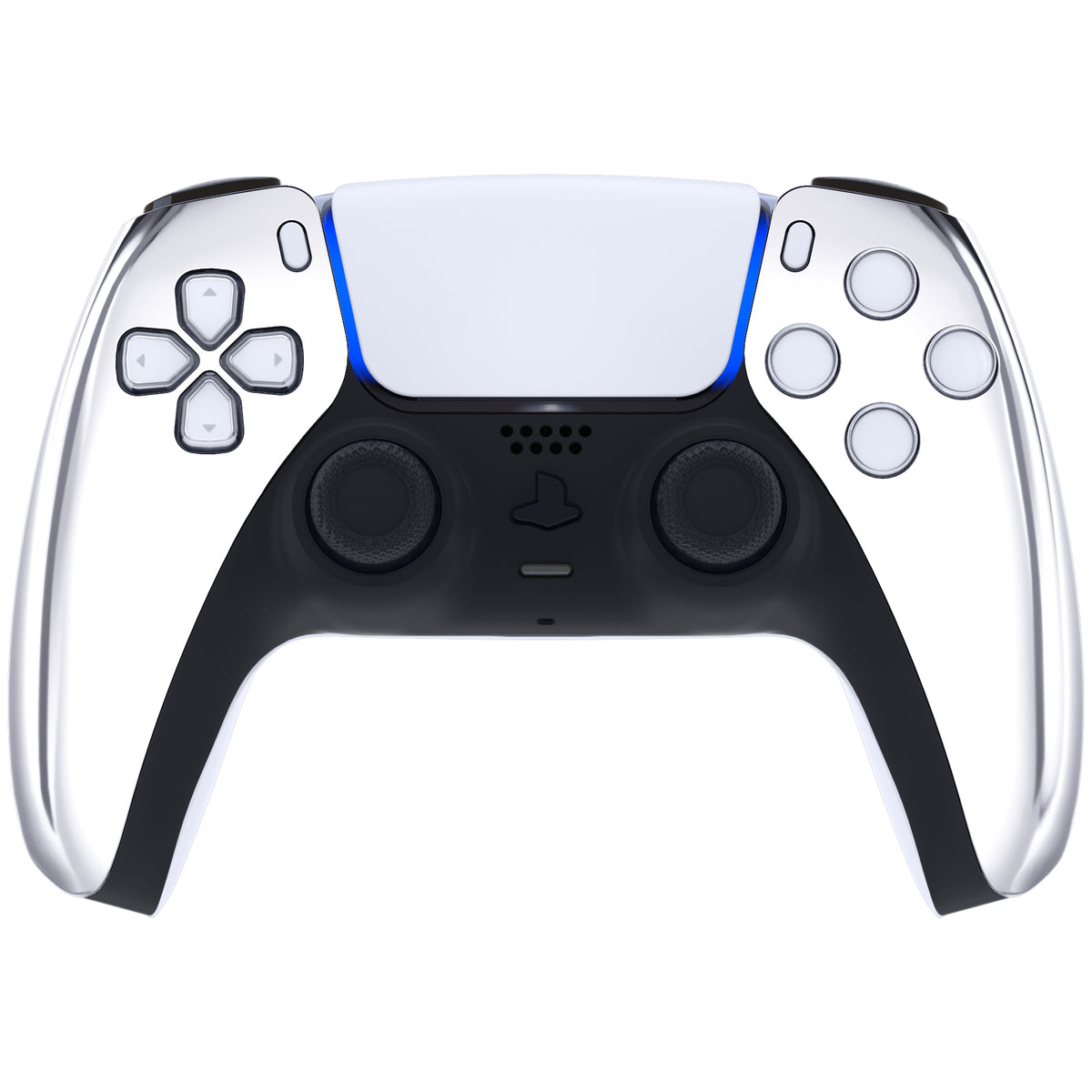 eXtremeRate Replacement Front Housing Shell Compatible with PS5 Controller BDM-010/020/030/040/050 - Chrome Silver Glossy
