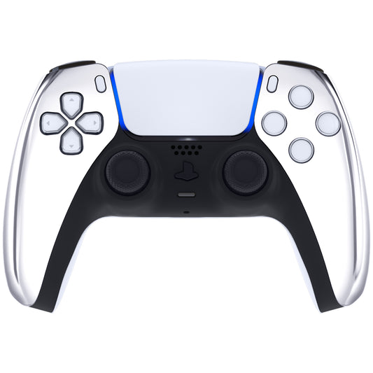 eXtremeRate Replacement Front Housing Shell Compatible with PS5 Controller BDM-010/020/030/040/050 - Chrome Silver Glossy