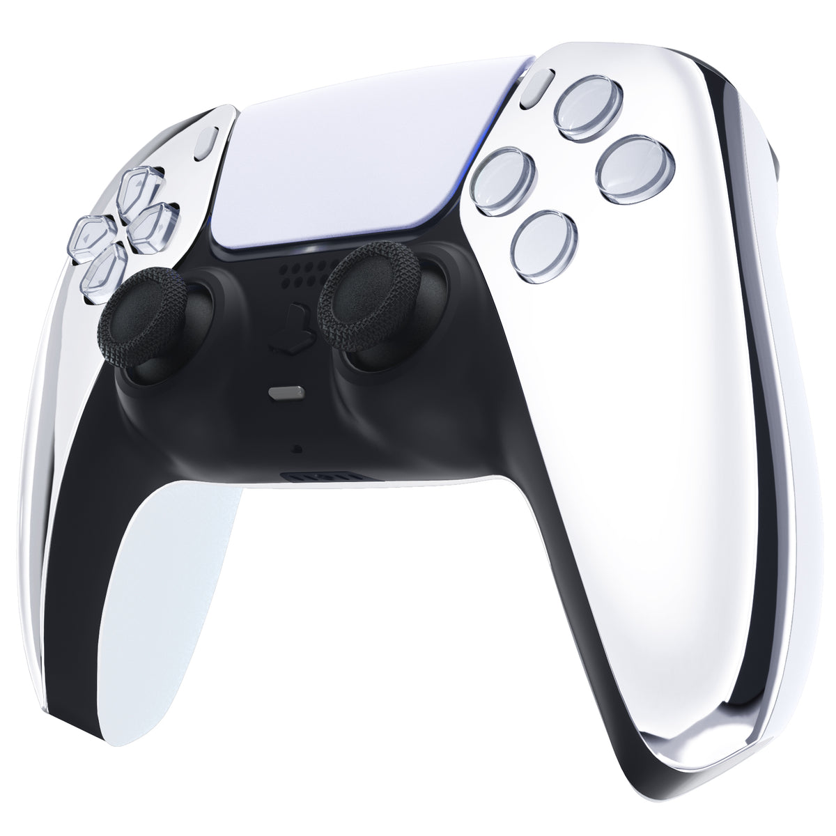 eXtremeRate Replacement Front Housing Shell Compatible with PS5 Controller BDM-010/020/030/040/050 - Chrome Silver Glossy
