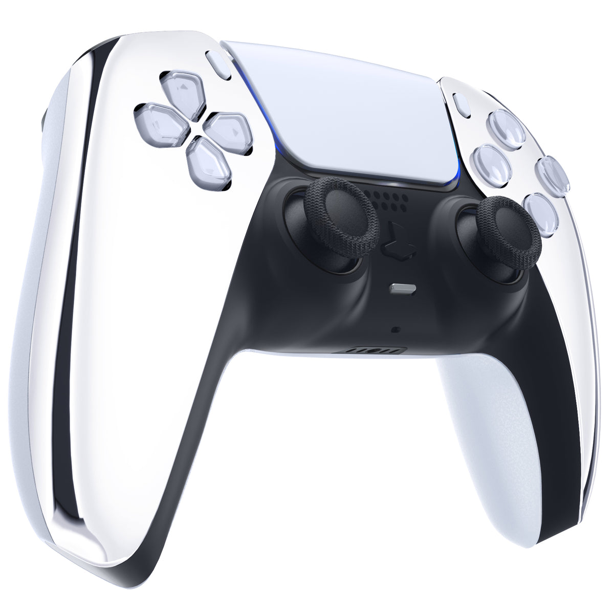 eXtremeRate Replacement Front Housing Shell Compatible with PS5 Controller BDM-010/020/030/040/050 - Chrome Silver Glossy