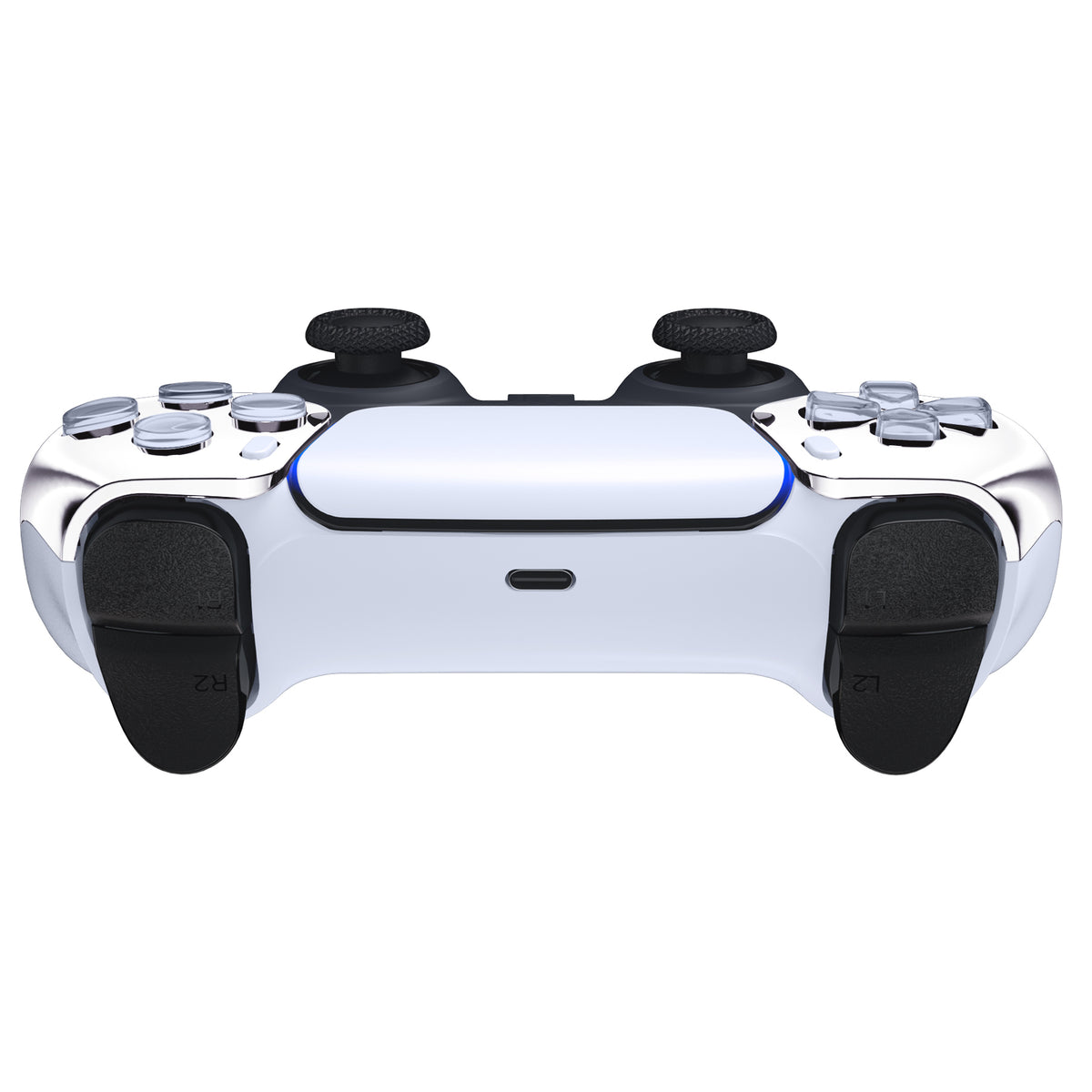 eXtremeRate Replacement Front Housing Shell Compatible with PS5 Controller BDM-010/020/030/040/050 - Chrome Silver Glossy