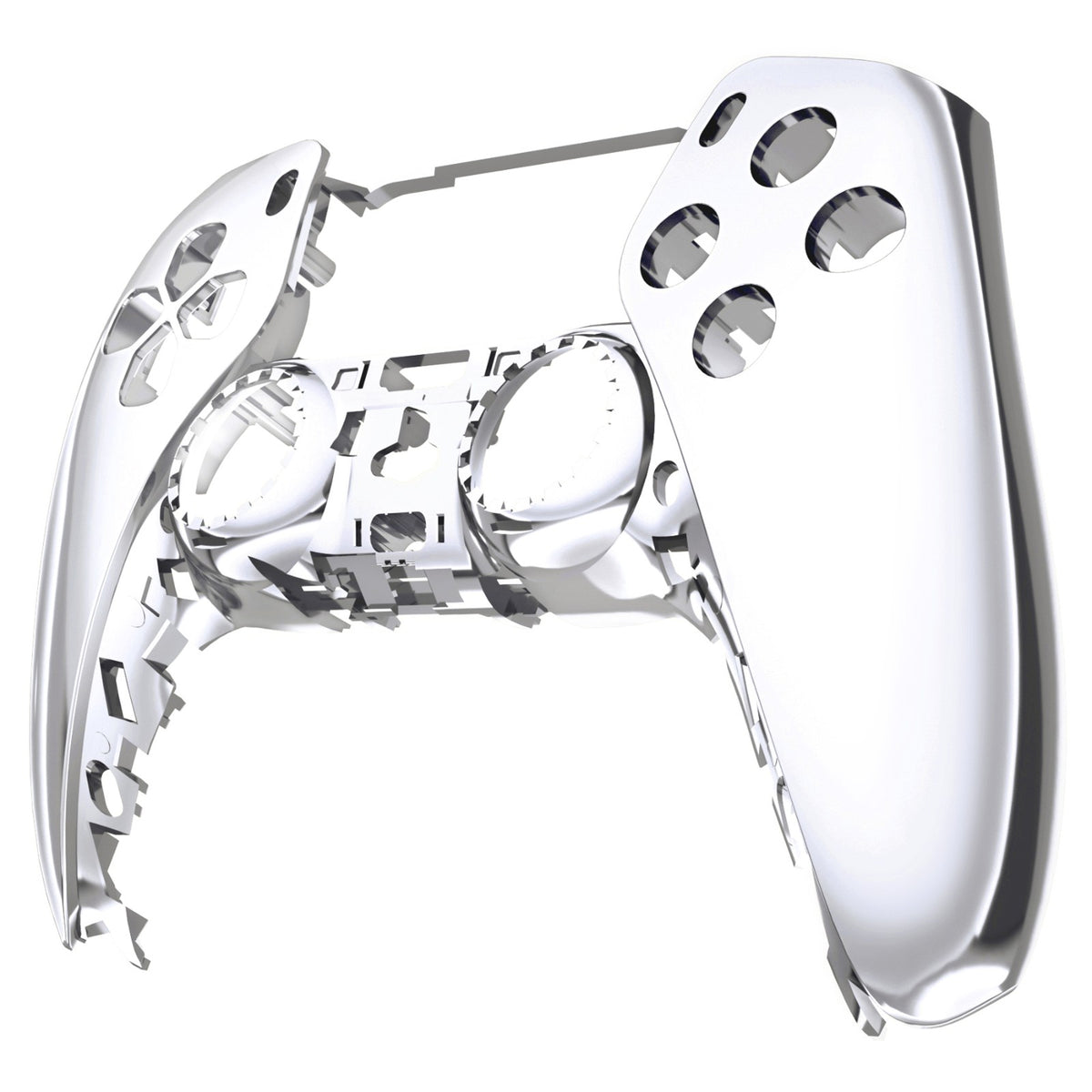 eXtremeRate Replacement Front Housing Shell Compatible with PS5 Controller BDM-010/020/030/040/050 - Chrome Silver Glossy