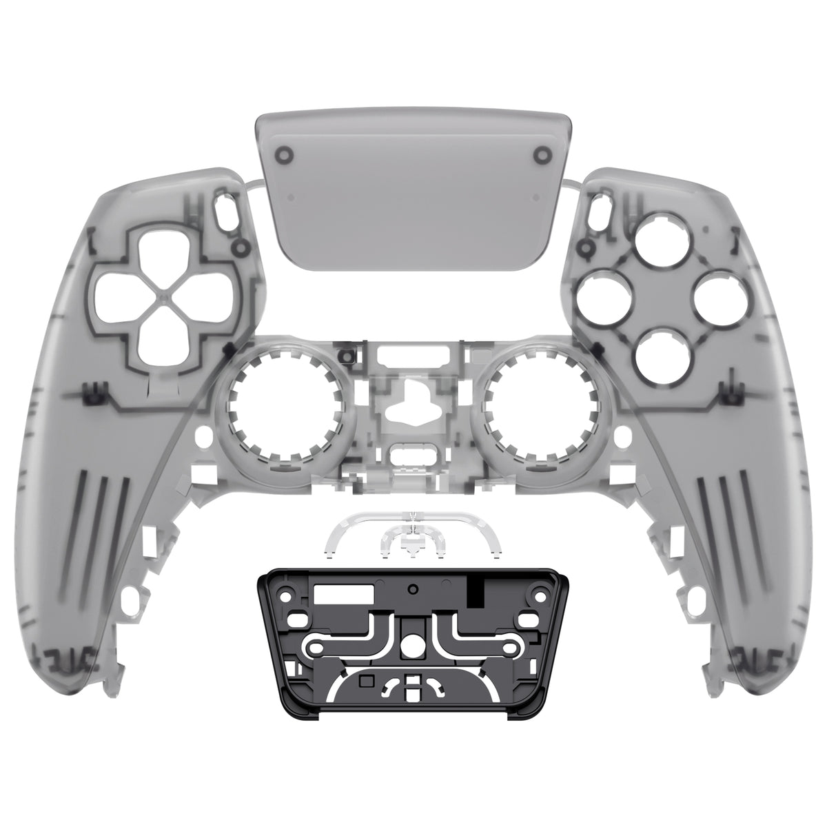 eXtremeRate Replacement Front Housing Shell with Touchpad Compatible with PS5 Controller BDM-010/020/030/040/050/060 - Clear Black