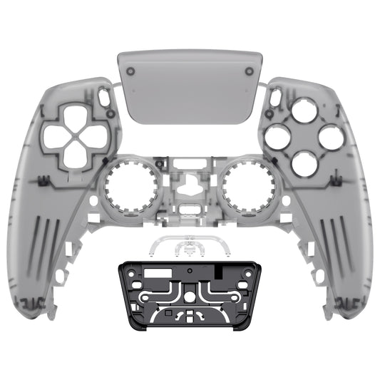 eXtremeRate Replacement Front Housing Shell with Touchpad Compatible with PS5 Controller BDM-010/020/030/040/050/060 - Clear Black