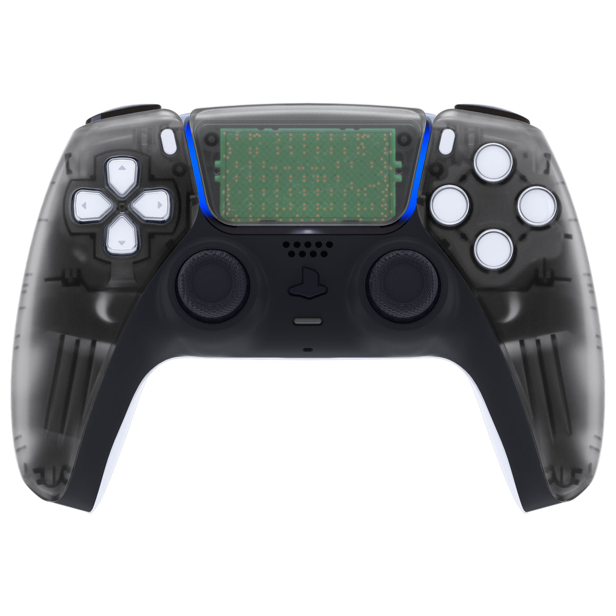 eXtremeRate Replacement Front Housing Shell with Touchpad Compatible with PS5 Controller BDM-010/020/030/040/050/060 - Clear Black