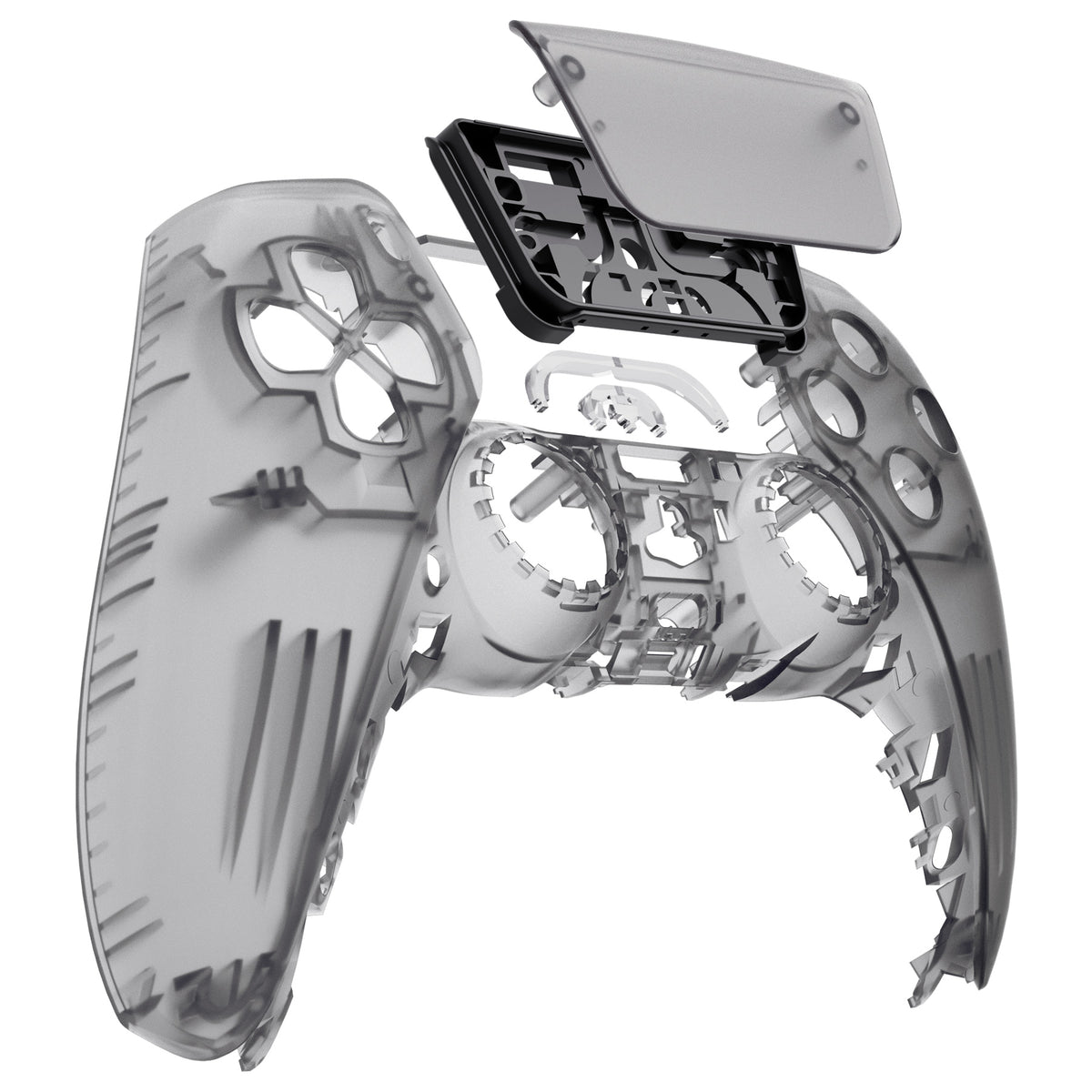 eXtremeRate Replacement Front Housing Shell with Touchpad Compatible with PS5 Controller BDM-010/020/030/040/050/060 - Clear Black