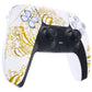 eXtremeRate Replacement Front Housing Shell with Touchpad Compatible with PS5 Controller BDM-010/020/030/040/050/060 - The Great GOLDEN Wave Off Kanagawa - White
