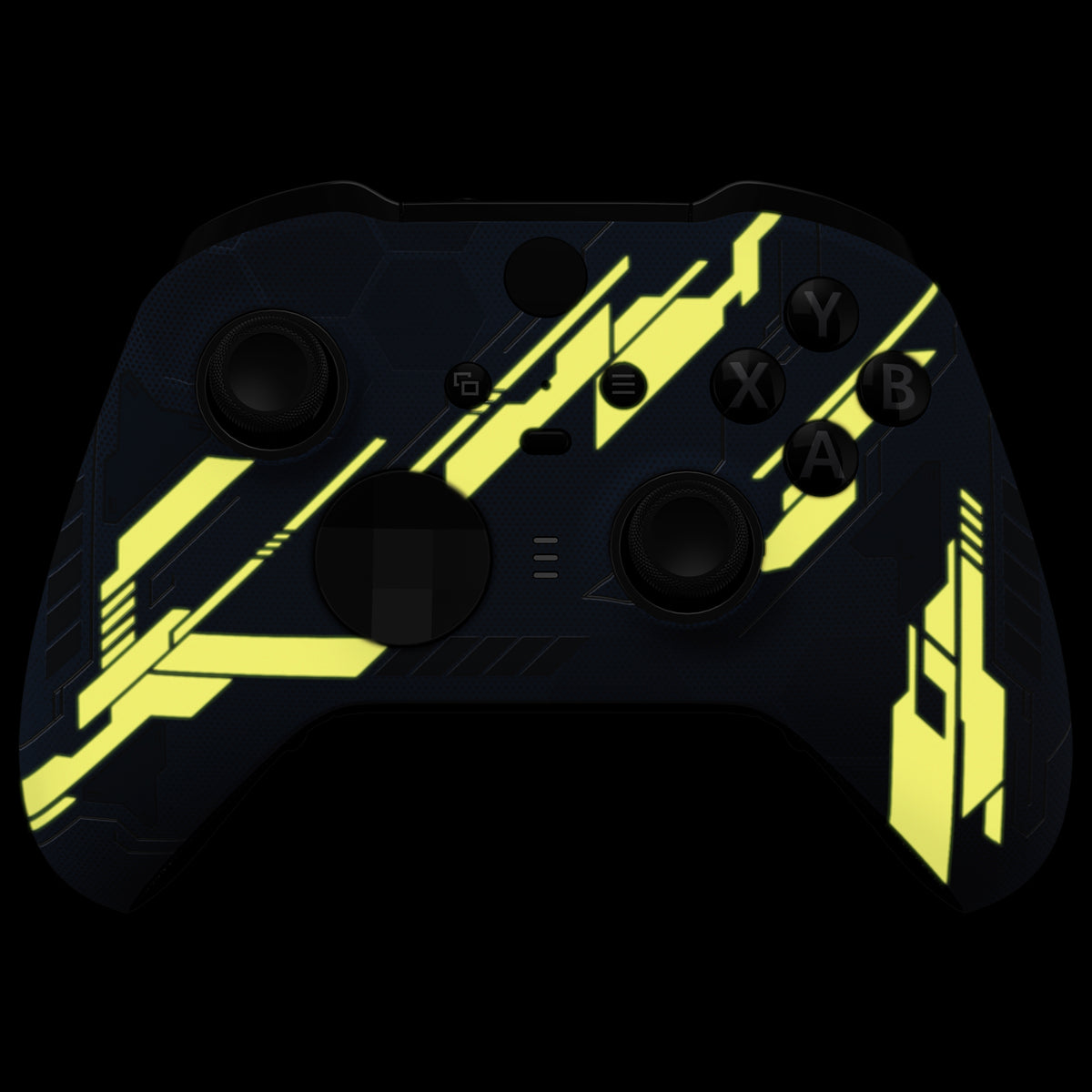 eXtremeRate Replacement Front Housing Shell Case with Accent Rings for Xbox One Elite Series 2 & Elite 2 Core Controller (Model 1797) - Glow in Dark Mecha - Yellow
