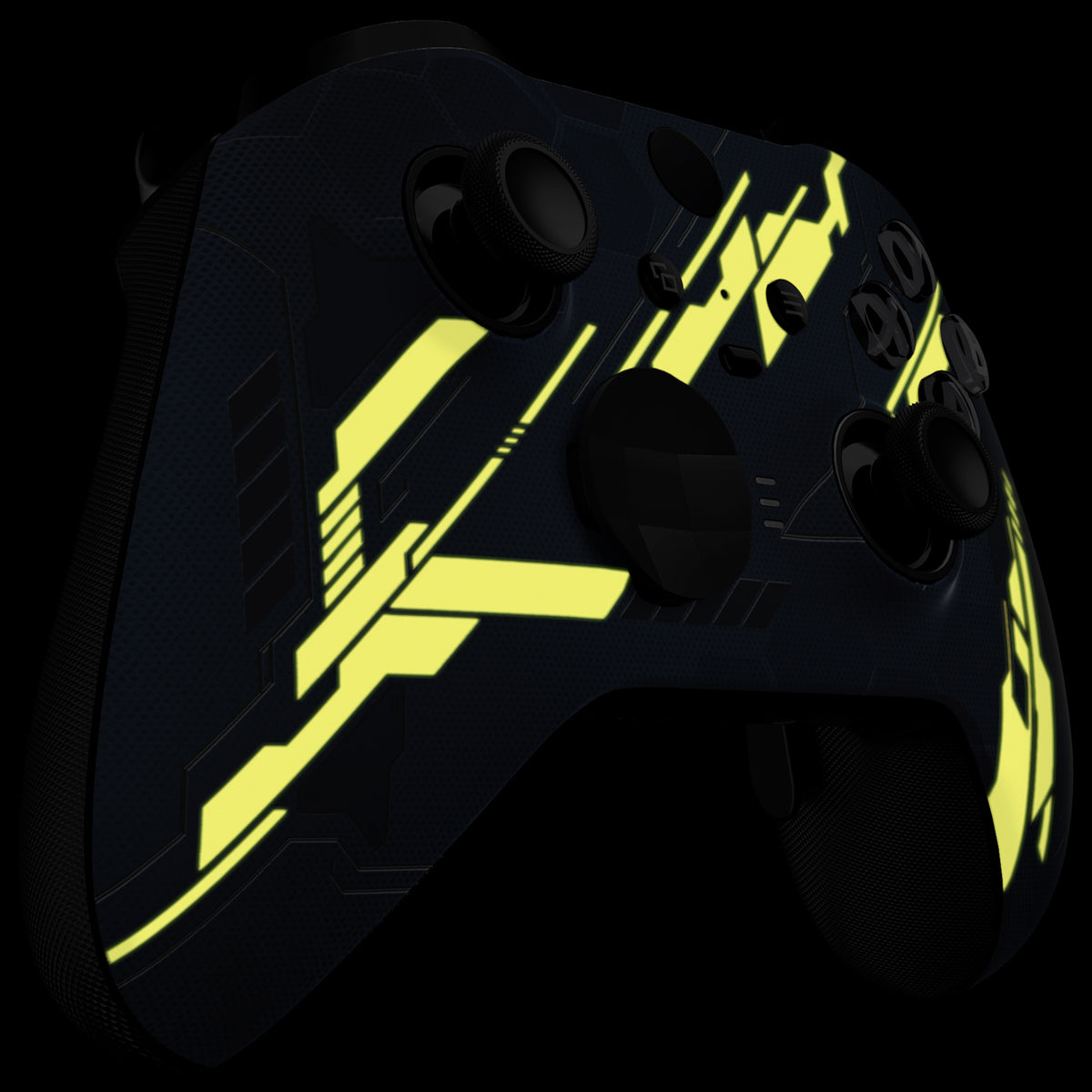 eXtremeRate Replacement Front Housing Shell Case with Accent Rings for Xbox One Elite Series 2 & Elite 2 Core Controller (Model 1797) - Glow in Dark Mecha - Yellow