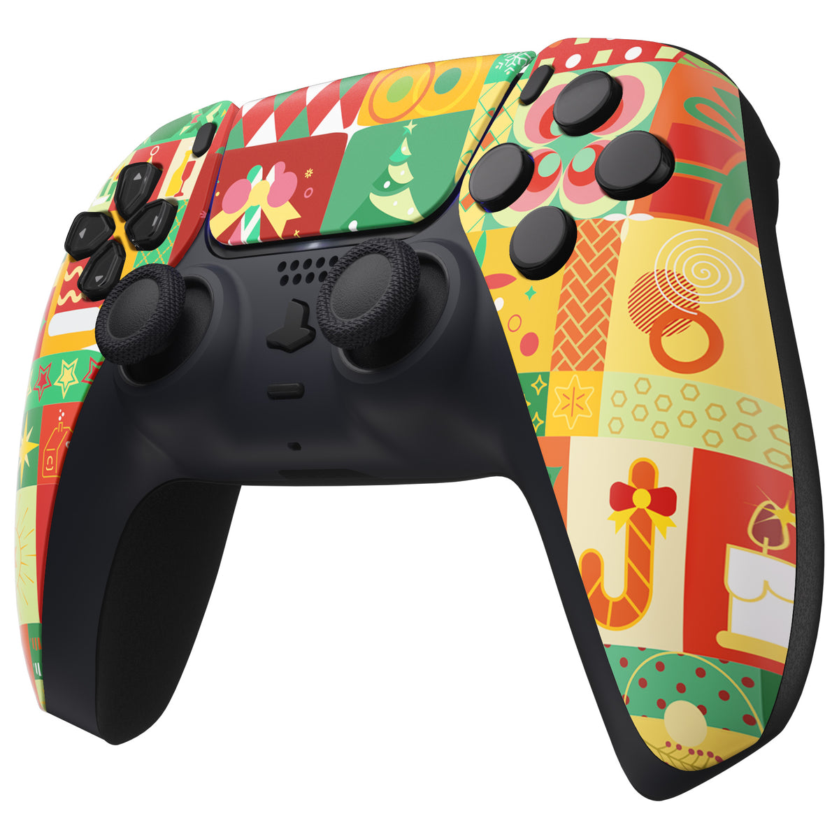 eXtremeRate Replacement Front Housing Shell with Touchpad Compatible with PS5 Controller BDM-010/020/030/040/050 - Christmas Wrap