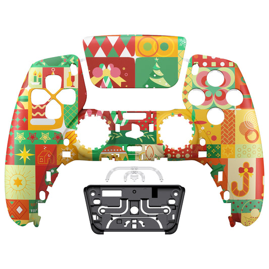 eXtremeRate Replacement Front Housing Shell with Touchpad Compatible with PS5 Controller BDM-010/020/030/040/050 - Christmas Wrap