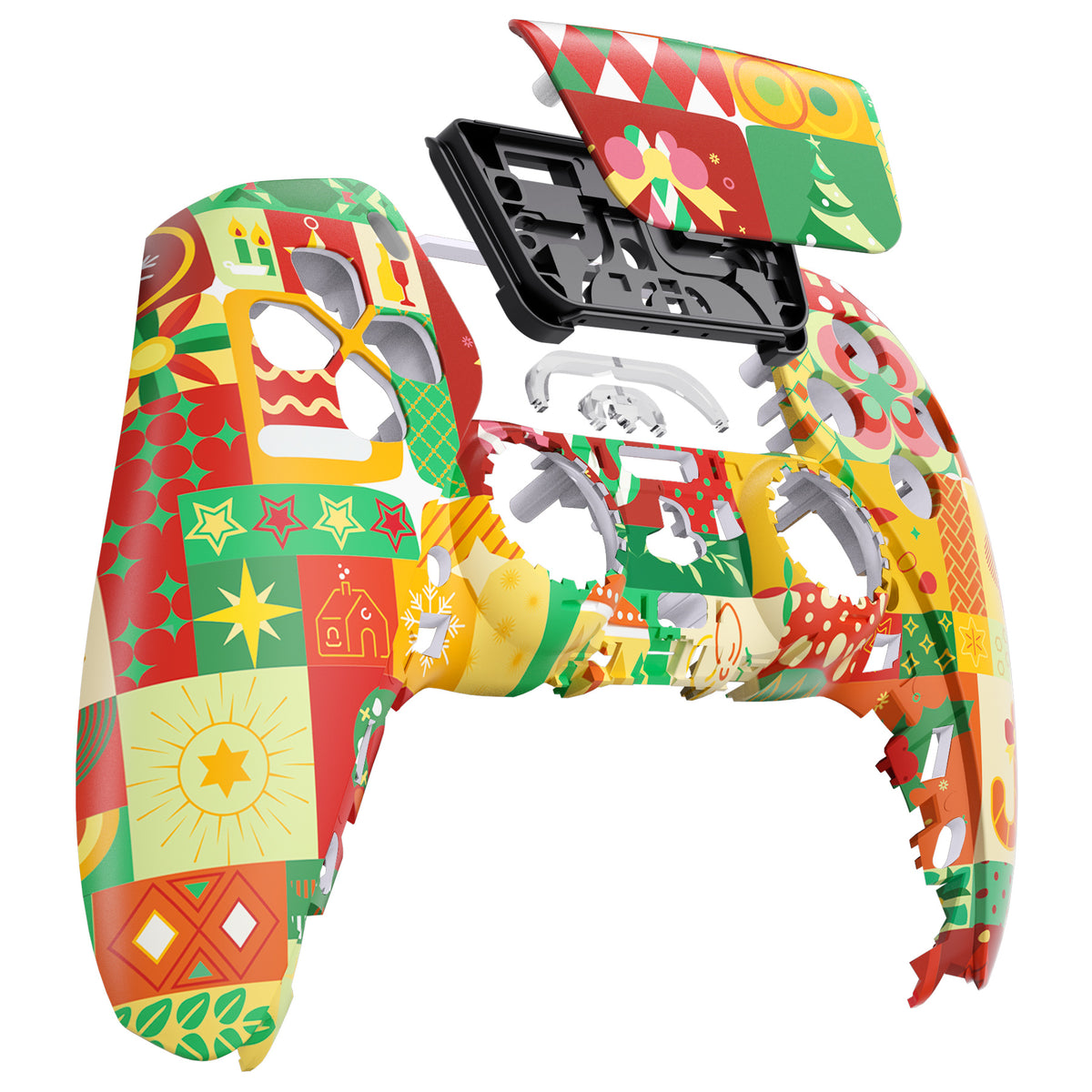 eXtremeRate Replacement Front Housing Shell with Touchpad Compatible with PS5 Controller BDM-010/020/030/040/050 - Christmas Wrap