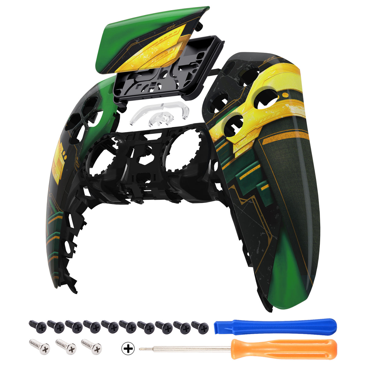 eXtremeRate Replacement Front Housing Shell with Touchpad Compatible with PS5 Controller BDM-010/020/030/040/050 - Armor of Ragnarok