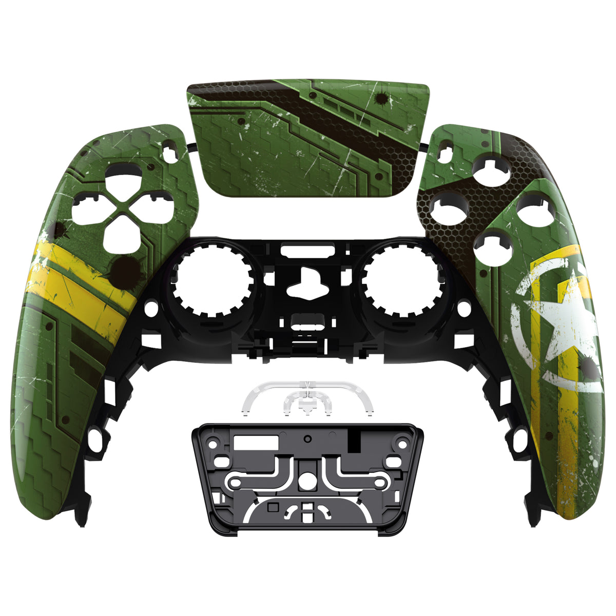 eXtremeRate Replacement Front Housing Shell with Touchpad Compatible with PS5 Controller BDM-010/020/030/040/050 - Army Mecha