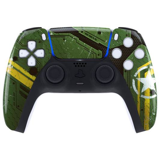 eXtremeRate Replacement Front Housing Shell with Touchpad Compatible with PS5 Controller BDM-010/020/030/040/050 - Army Mecha