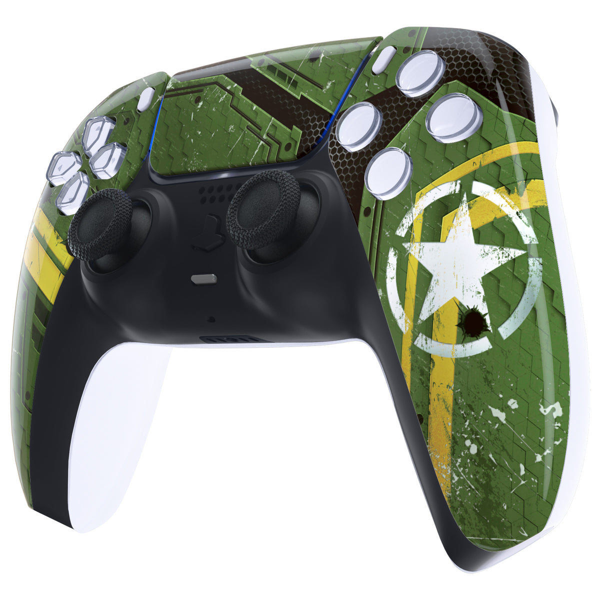 eXtremeRate Replacement Front Housing Shell with Touchpad Compatible with PS5 Controller BDM-010/020/030/040/050 - Army Mecha