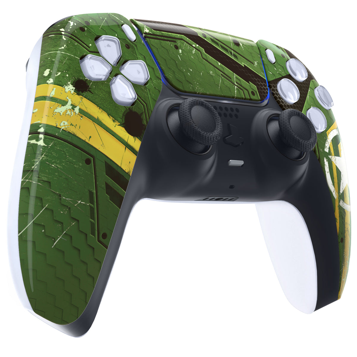 eXtremeRate Replacement Front Housing Shell with Touchpad Compatible with PS5 Controller BDM-010/020/030/040/050 - Army Mecha