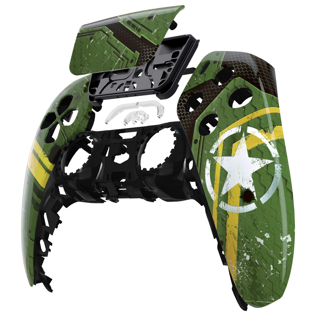 eXtremeRate Replacement Front Housing Shell with Touchpad Compatible with PS5 Controller BDM-010/020/030/040/050 - Army Mecha