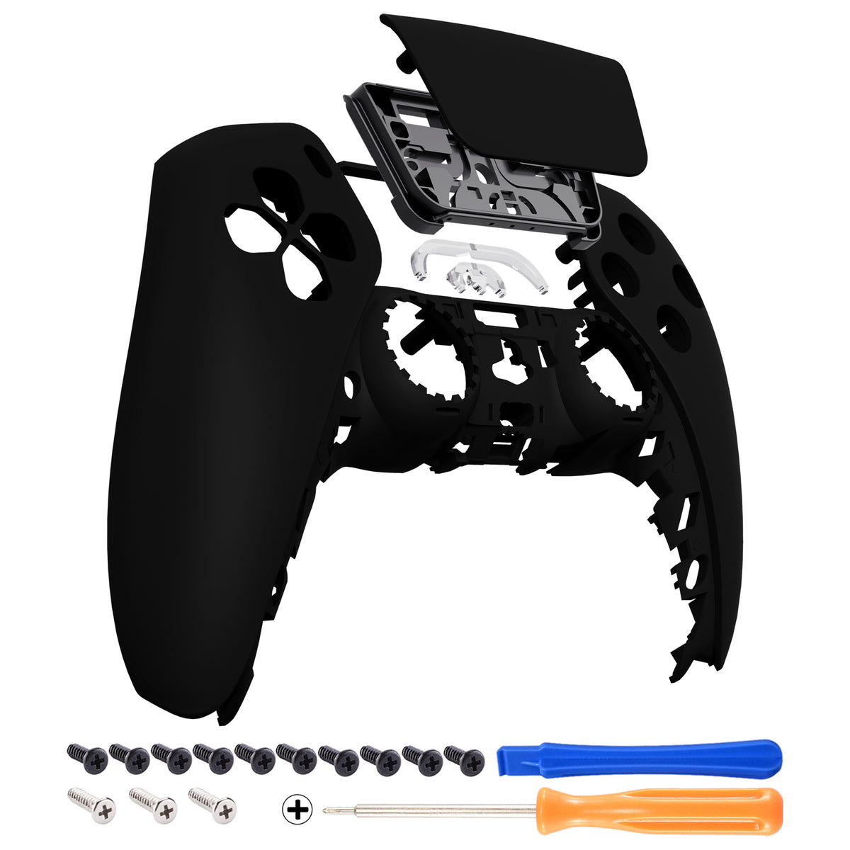 eXtremeRate Replacement Front Housing Shell with Touchpad Compatible with PS5 Controller BDM-010/020/030/040/050/060 - Black