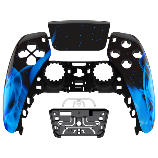 eXtremeRate Replacement Front Housing Shell with Touchpad Compatible with PS5 Controller BDM-010/020/030/040/050/060 - Blue Flame