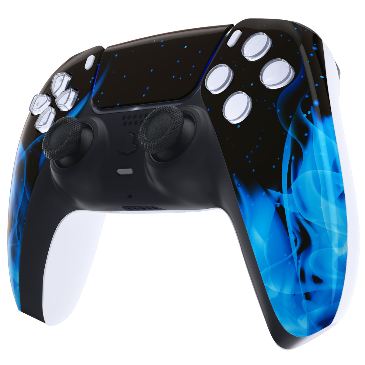 eXtremeRate Replacement Front Housing Shell with Touchpad Compatible with PS5 Controller BDM-010/020/030/040/050/060 - Blue Flame
