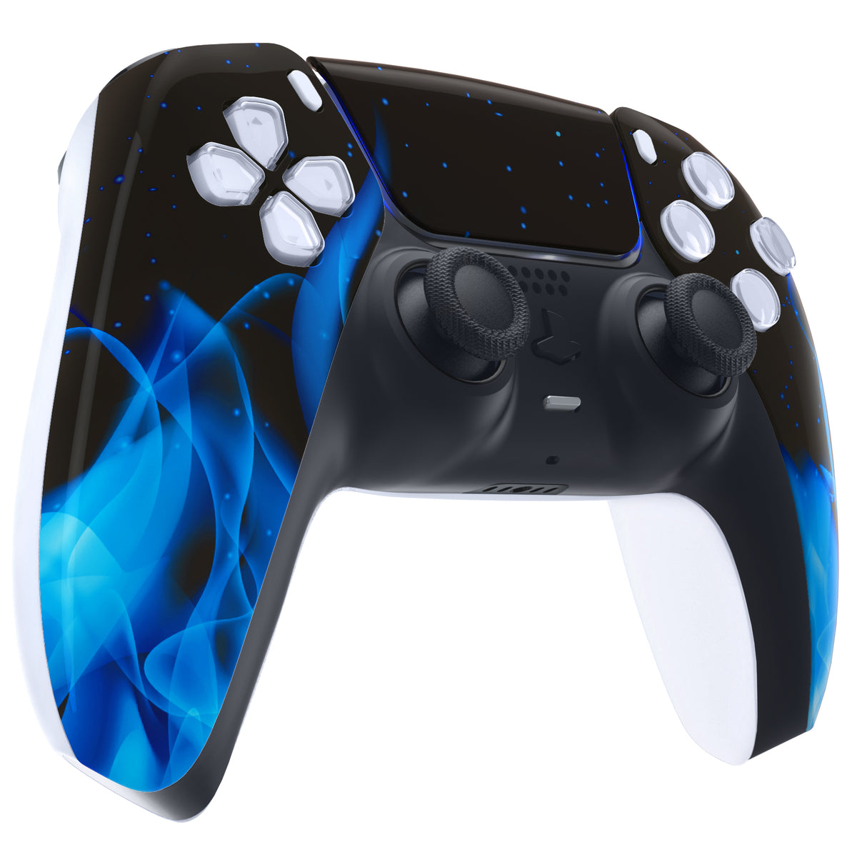 eXtremeRate Replacement Front Housing Shell with Touchpad Compatible with PS5 Controller BDM-010/020/030/040/050/060 - Blue Flame