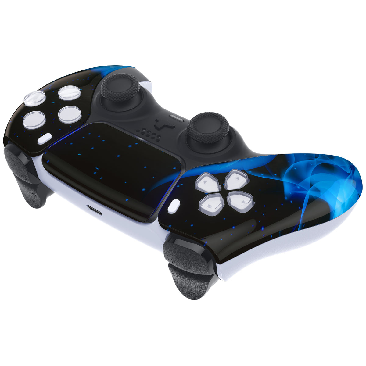 eXtremeRate Replacement Front Housing Shell with Touchpad Compatible with PS5 Controller BDM-010/020/030/040/050/060 - Blue Flame