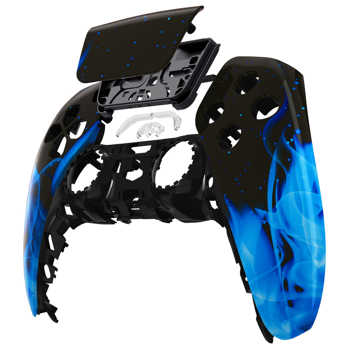 eXtremeRate Replacement Front Housing Shell with Touchpad Compatible with PS5 Controller BDM-010/020/030/040/050/060 - Blue Flame