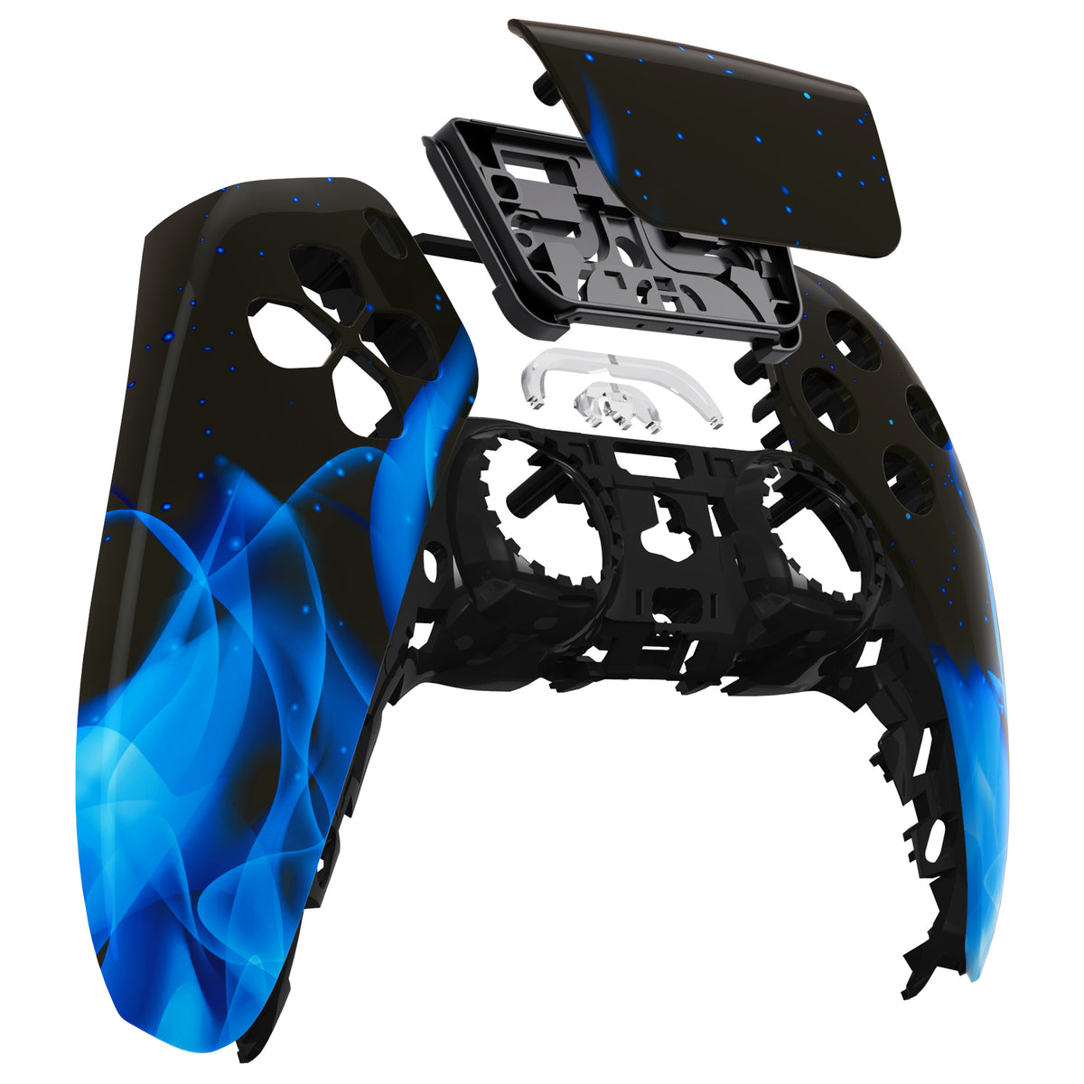 eXtremeRate Replacement Front Housing Shell with Touchpad Compatible with PS5 Controller BDM-010/020/030/040/050/060 - Blue Flame