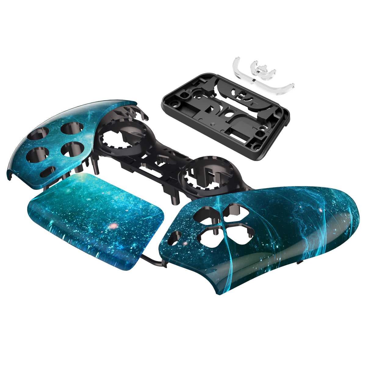 eXtremeRate Replacement Front Housing Shell with Touchpad Compatible with PS5 Controller BDM-010/020/030/040/050 - Blue Nebula