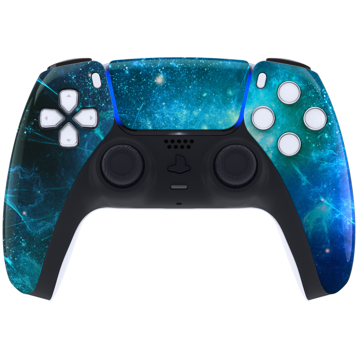 eXtremeRate Replacement Front Housing Shell with Touchpad Compatible with PS5 Controller BDM-010/020/030/040/050 - Blue Nebula
