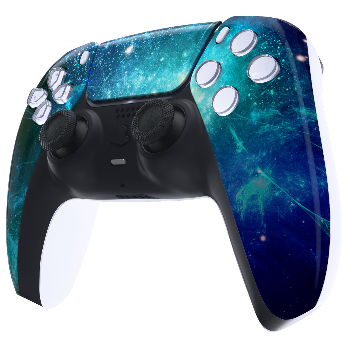 eXtremeRate Replacement Front Housing Shell with Touchpad Compatible with PS5 Controller BDM-010/020/030/040/050 - Blue Nebula