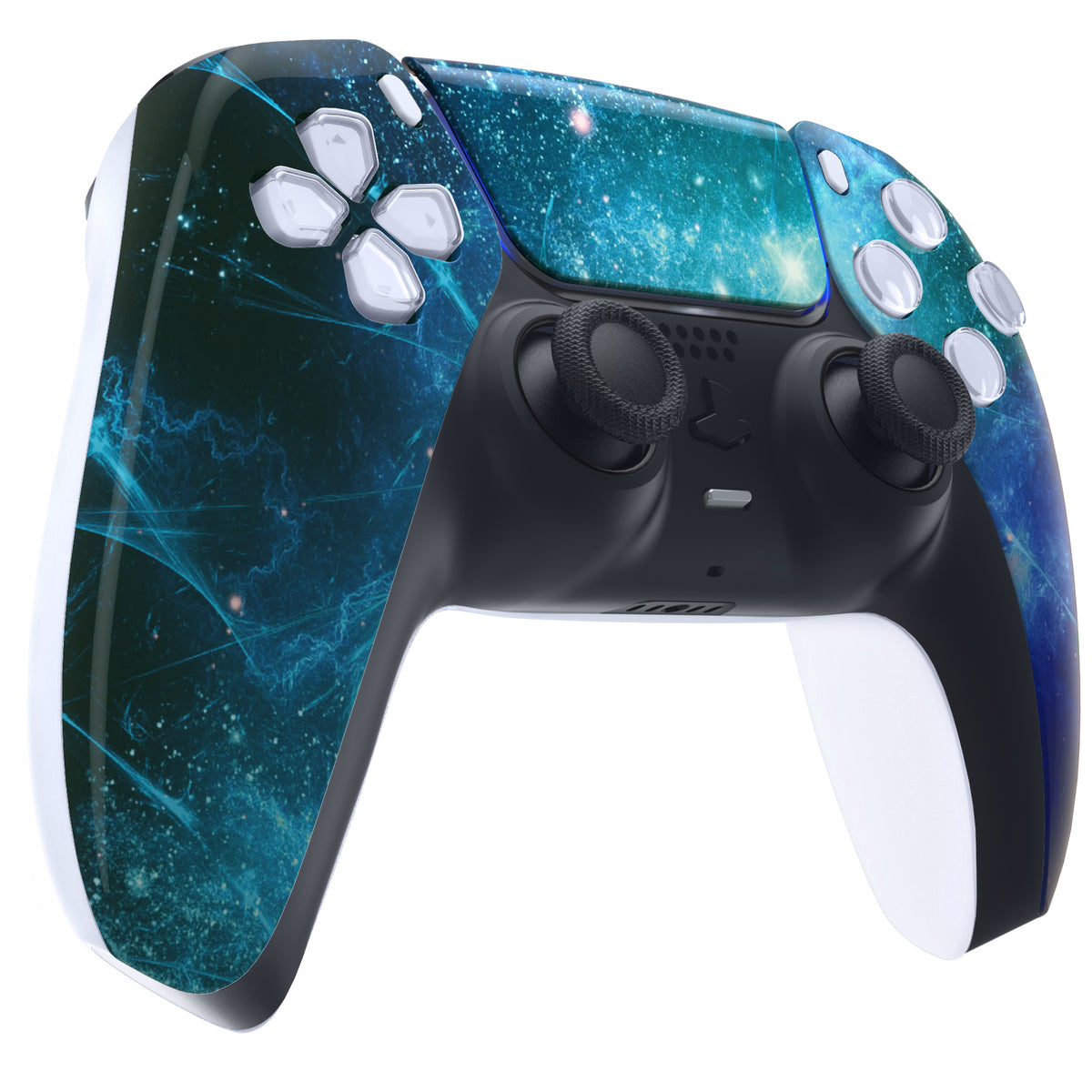 eXtremeRate Replacement Front Housing Shell with Touchpad Compatible with PS5 Controller BDM-010/020/030/040/050 - Blue Nebula