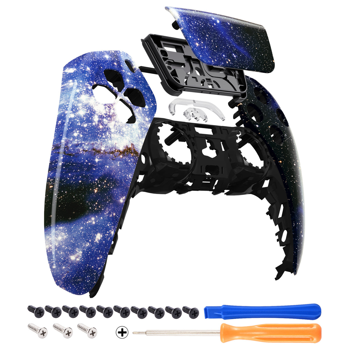 eXtremeRate Replacement Front Housing Shell with Touchpad Compatible with PS5 Controller BDM-010/020/030/040/050 - Blue Universe