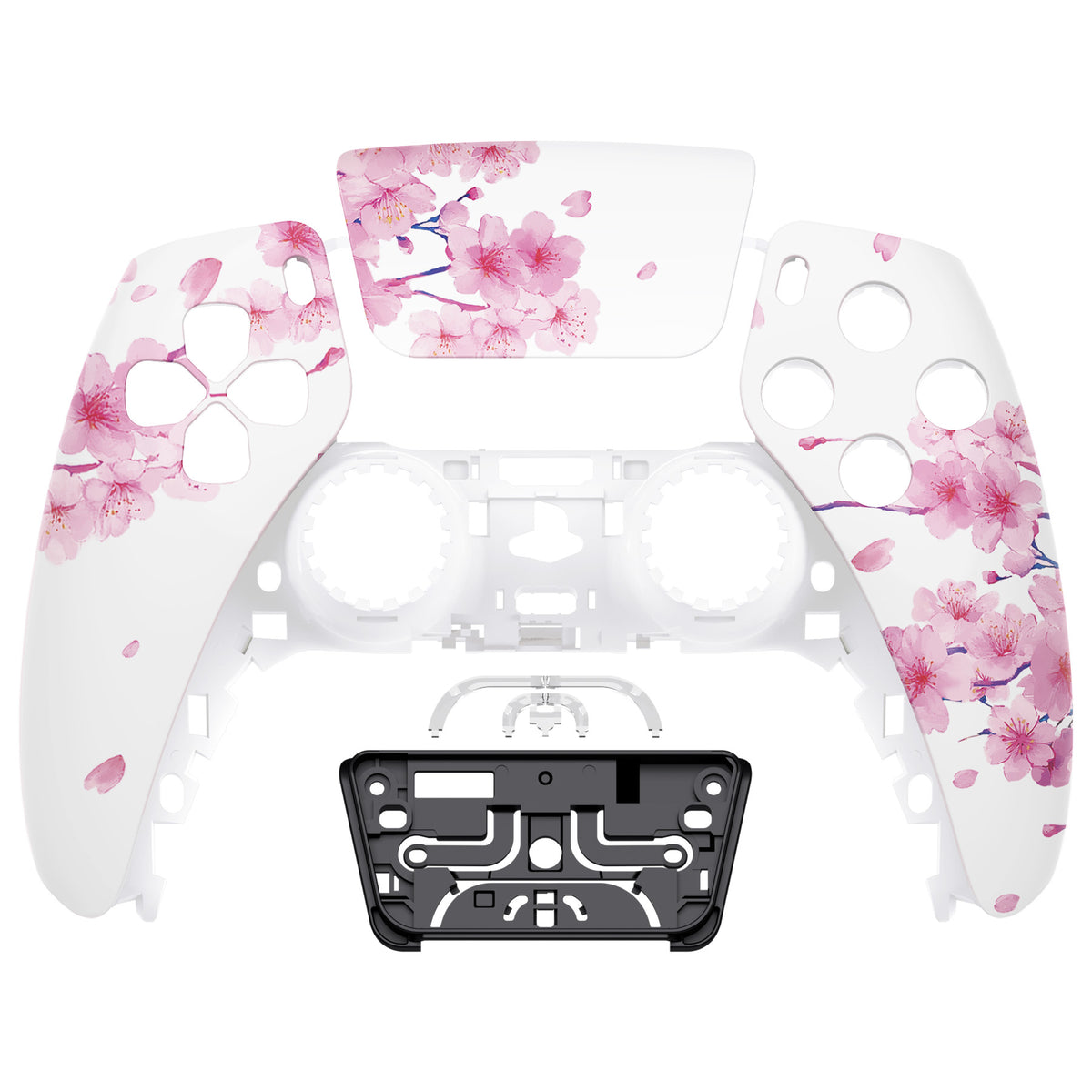 eXtremeRate Replacement Front Housing Shell with Touchpad Compatible with PS5 Controller BDM-010/020/030/040/050/060 - Cherry Blossom Whisper