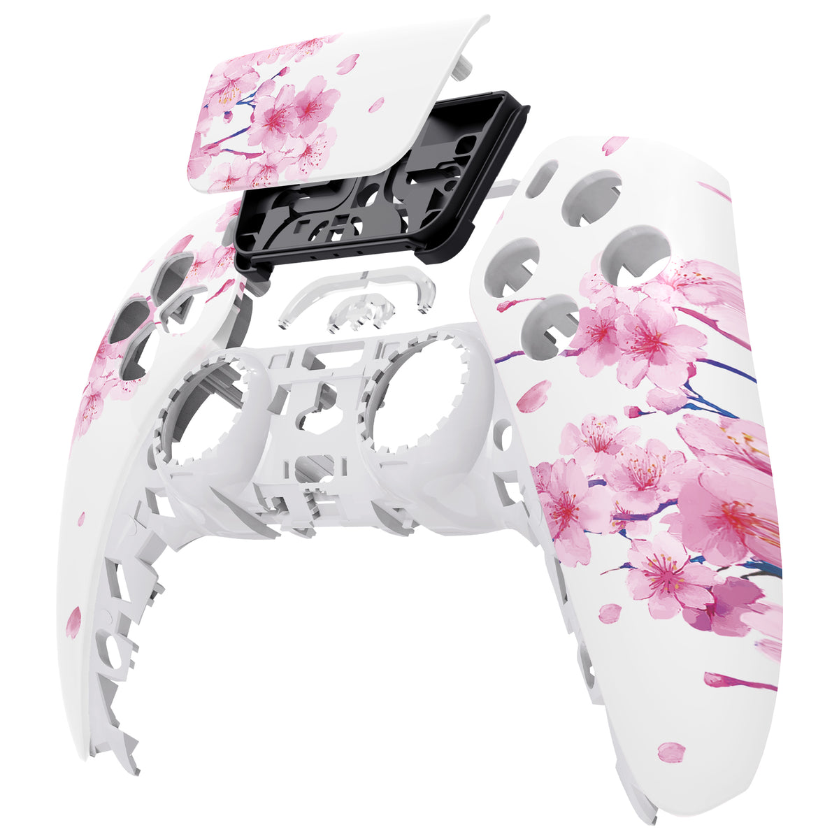 eXtremeRate Replacement Front Housing Shell with Touchpad Compatible with PS5 Controller BDM-010/020/030/040/050/060 - Cherry Blossom Whisper