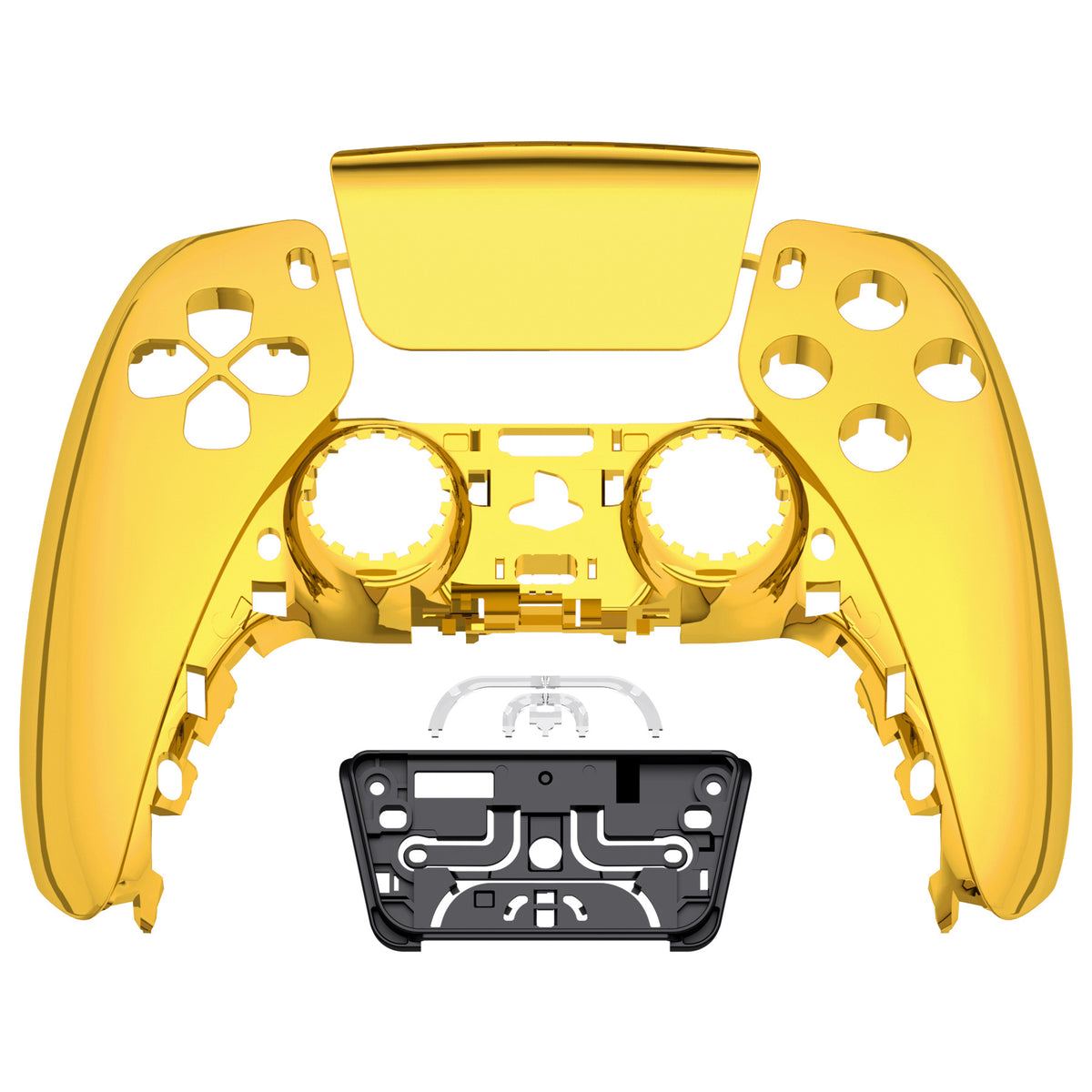 eXtremeRate Replacement Front Housing Shell with Touchpad Compatible with PS5 Controller BDM-010/020/030/040/050/060 - Chrome Gold