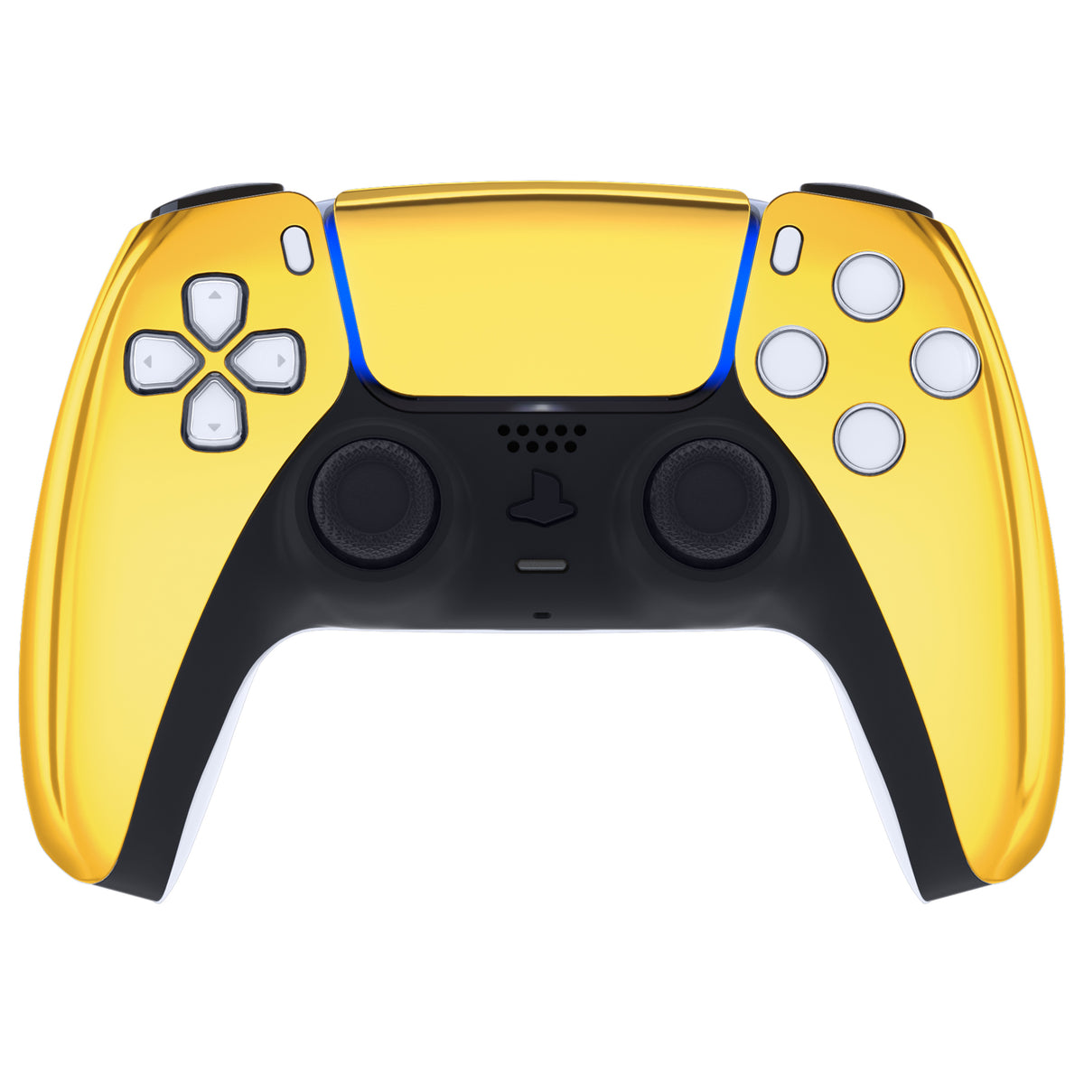 eXtremeRate Replacement Front Housing Shell with Touchpad Compatible with PS5 Controller BDM-010/020/030/040/050/060 - Chrome Gold