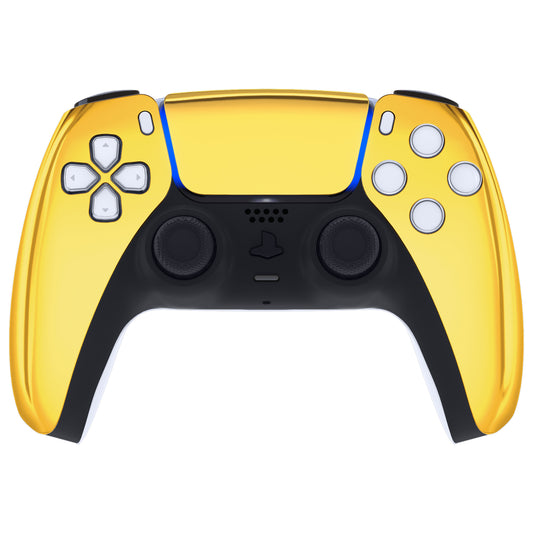 eXtremeRate Replacement Front Housing Shell with Touchpad Compatible with PS5 Controller BDM-010/020/030/040/050/060 - Chrome Gold