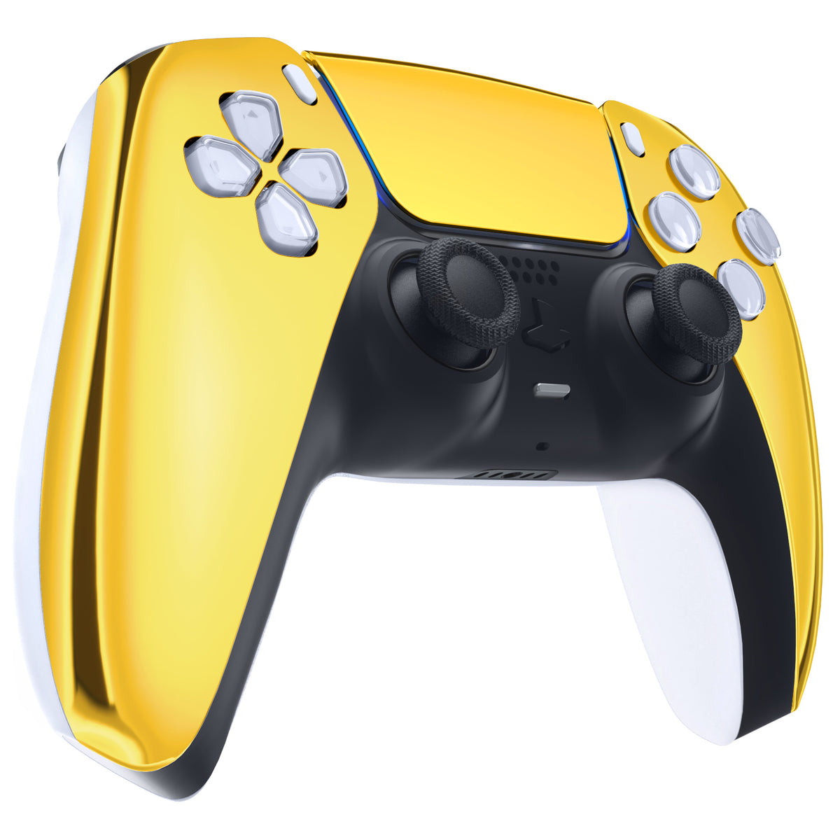 eXtremeRate Replacement Front Housing Shell with Touchpad Compatible with PS5 Controller BDM-010/020/030/040/050/060 - Chrome Gold