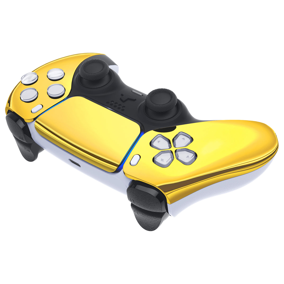 eXtremeRate Replacement Front Housing Shell with Touchpad Compatible with PS5 Controller BDM-010/020/030/040/050/060 - Chrome Gold