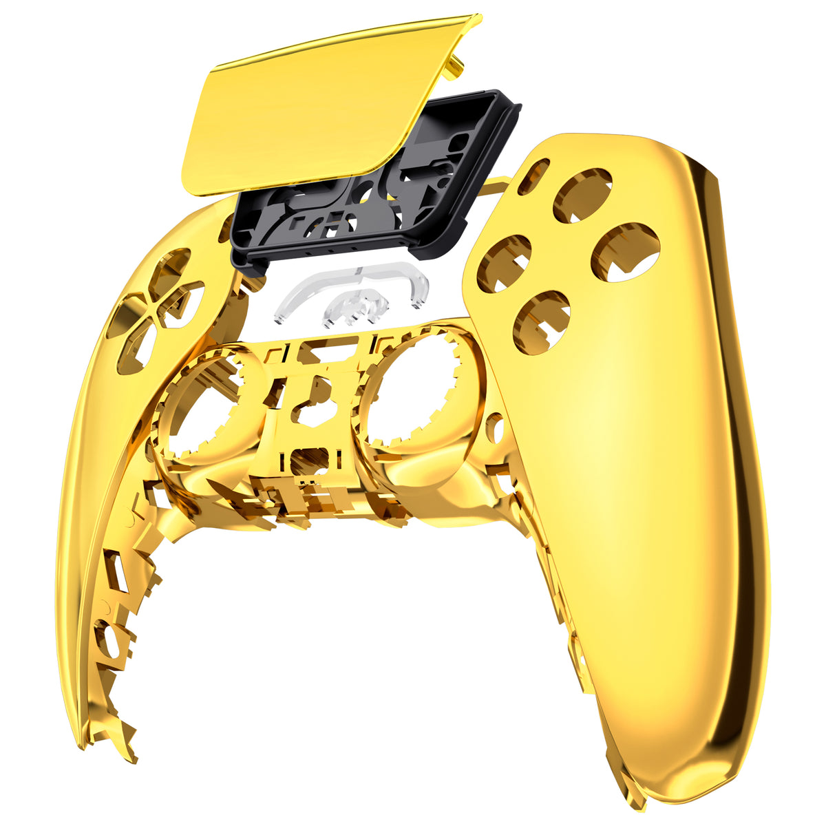 eXtremeRate Replacement Front Housing Shell with Touchpad Compatible with PS5 Controller BDM-010/020/030/040/050/060 - Chrome Gold