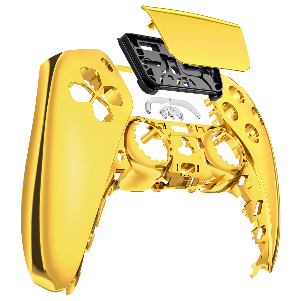 eXtremeRate Replacement Front Housing Shell with Touchpad Compatible with PS5 Controller BDM-010/020/030/040/050/060 - Chrome Gold