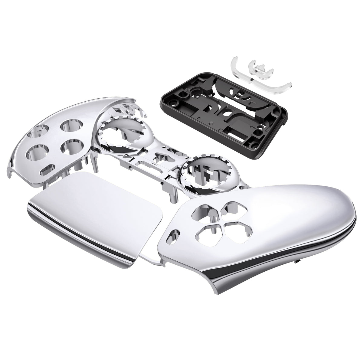 eXtremeRate Replacement Front Housing Shell with Touchpad Compatible with PS5 Controller BDM-010/020/030/040/050 - Chrome Silver