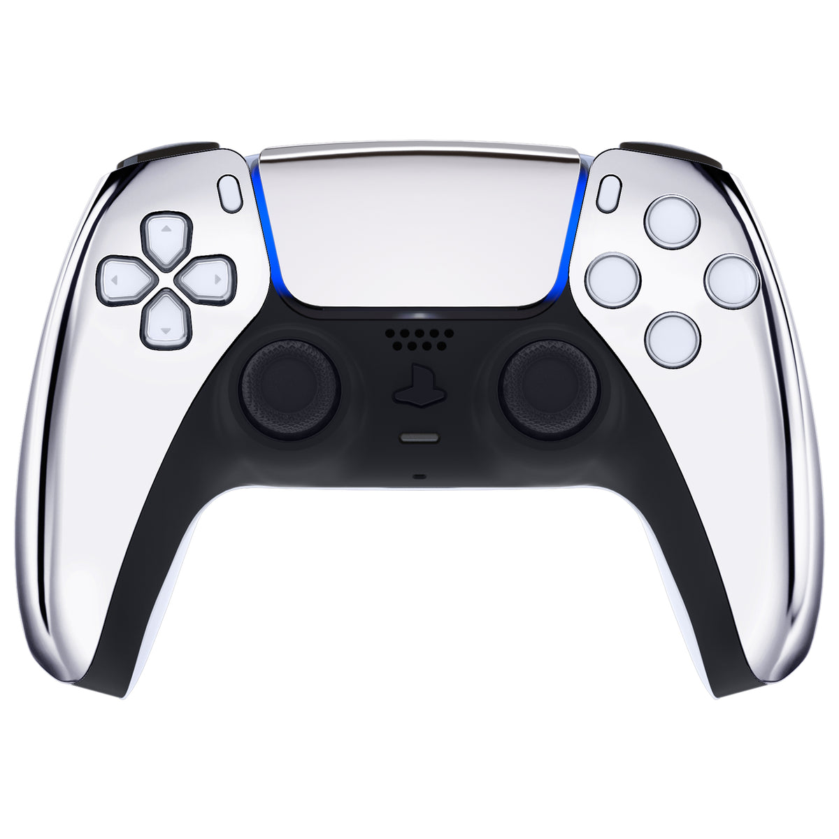 eXtremeRate Replacement Front Housing Shell with Touchpad Compatible with PS5 Controller BDM-010/020/030/040/050 - Chrome Silver