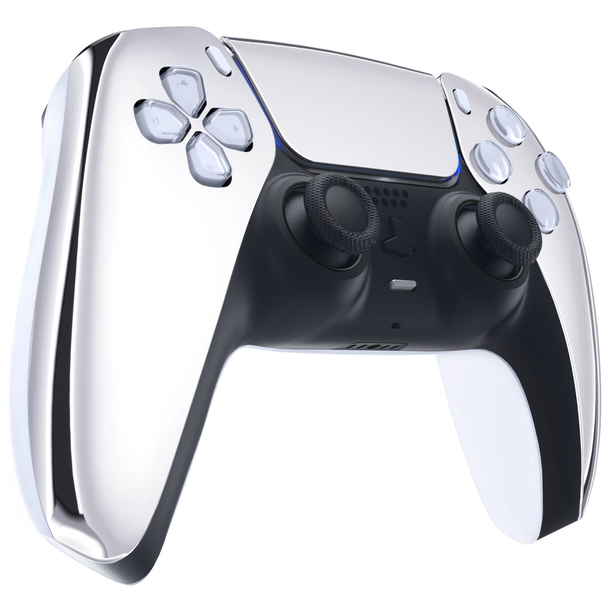 eXtremeRate Replacement Front Housing Shell with Touchpad Compatible with PS5 Controller BDM-010/020/030/040/050 - Chrome Silver